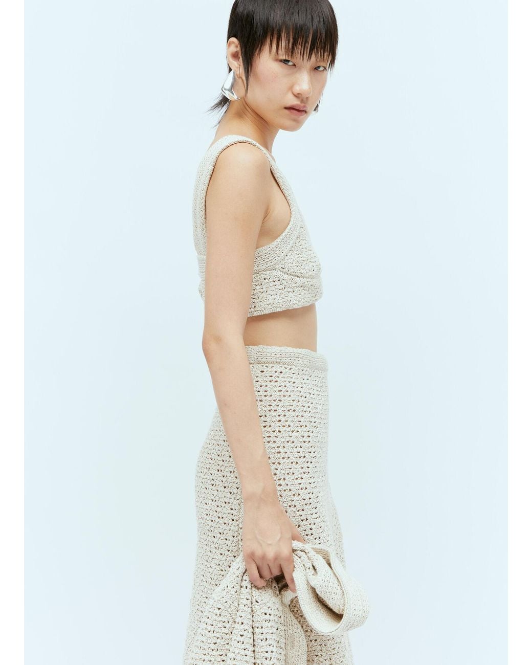 Bottega Veneta White Textured Knit Crop Top