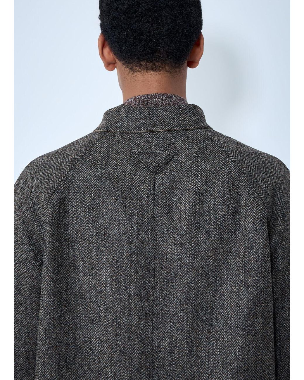 Prada Blue Reversible Buttoned Coat for men