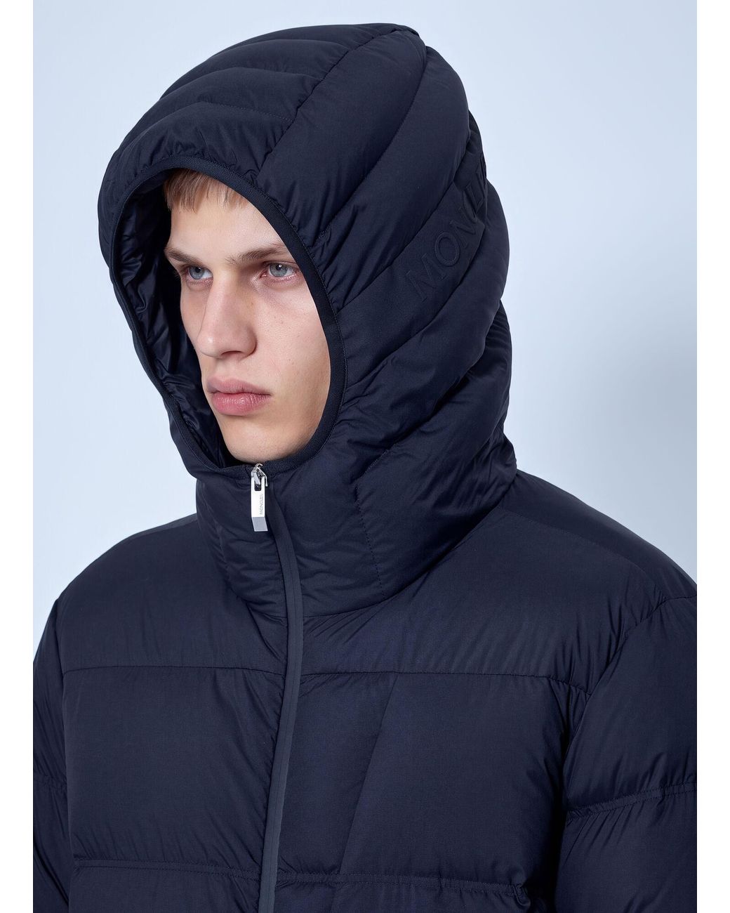 Moncler Blue Poitevin Hooded Short Down Jacket for men
