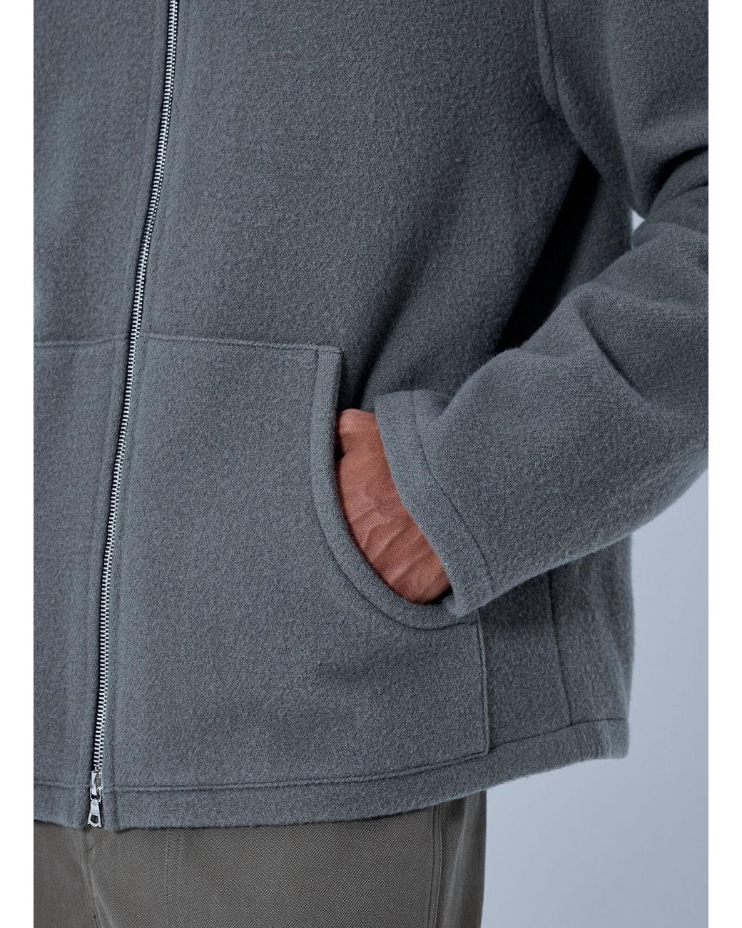 Rier Gray Fleece Full Zip Sweatshirt for men