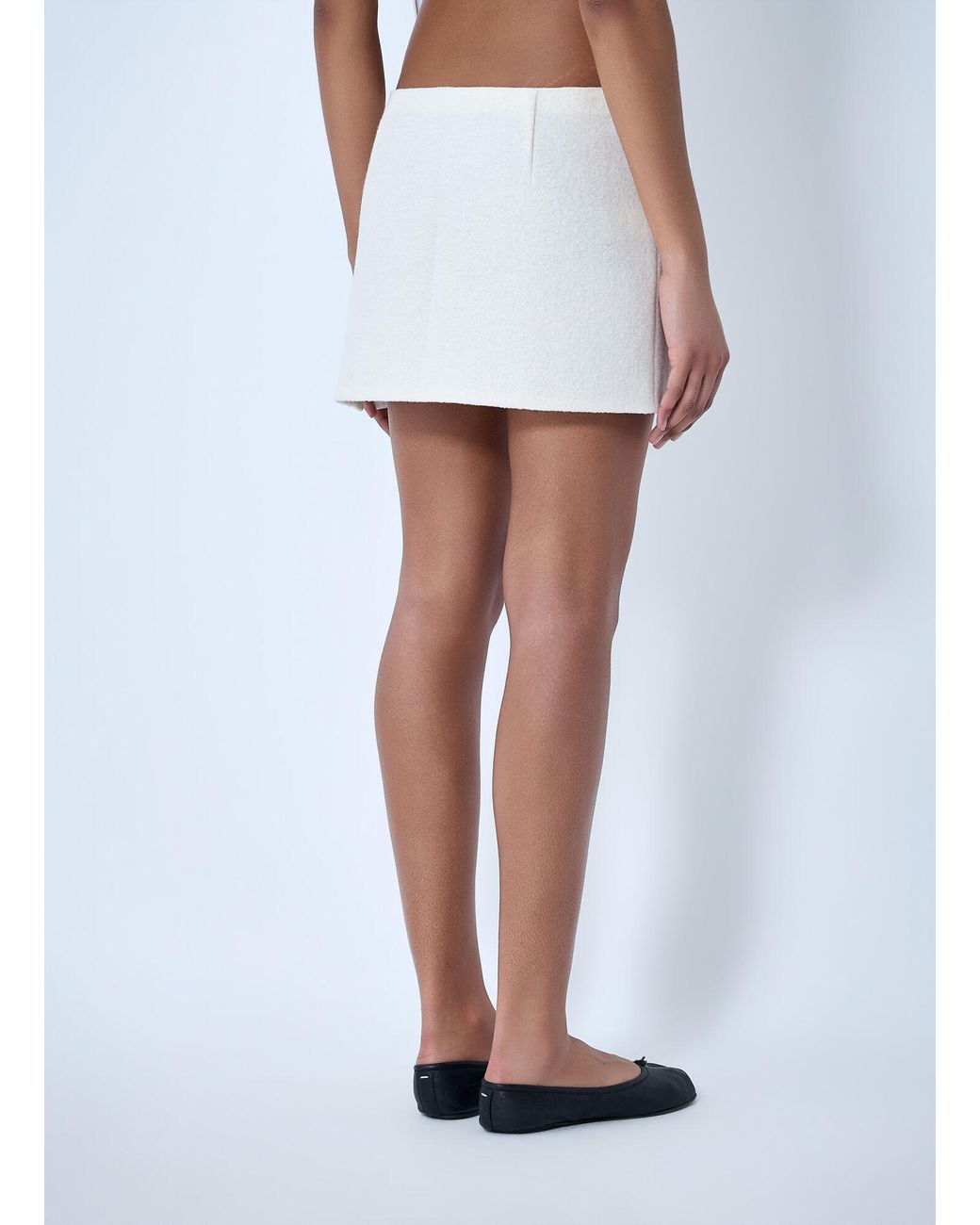 Rier White Wool Blend Mini Skirt