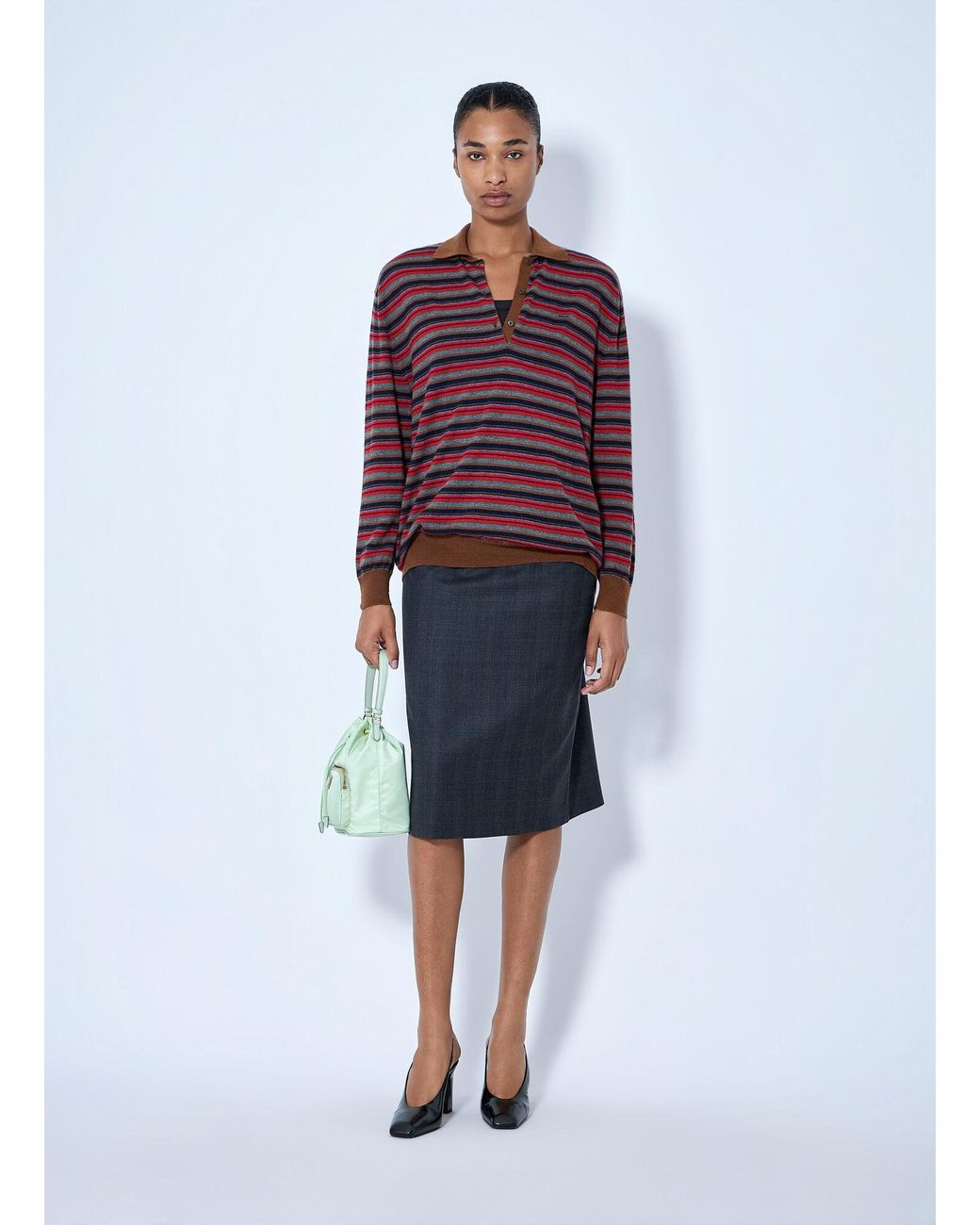 Prada Red Striped Polo Sweater
