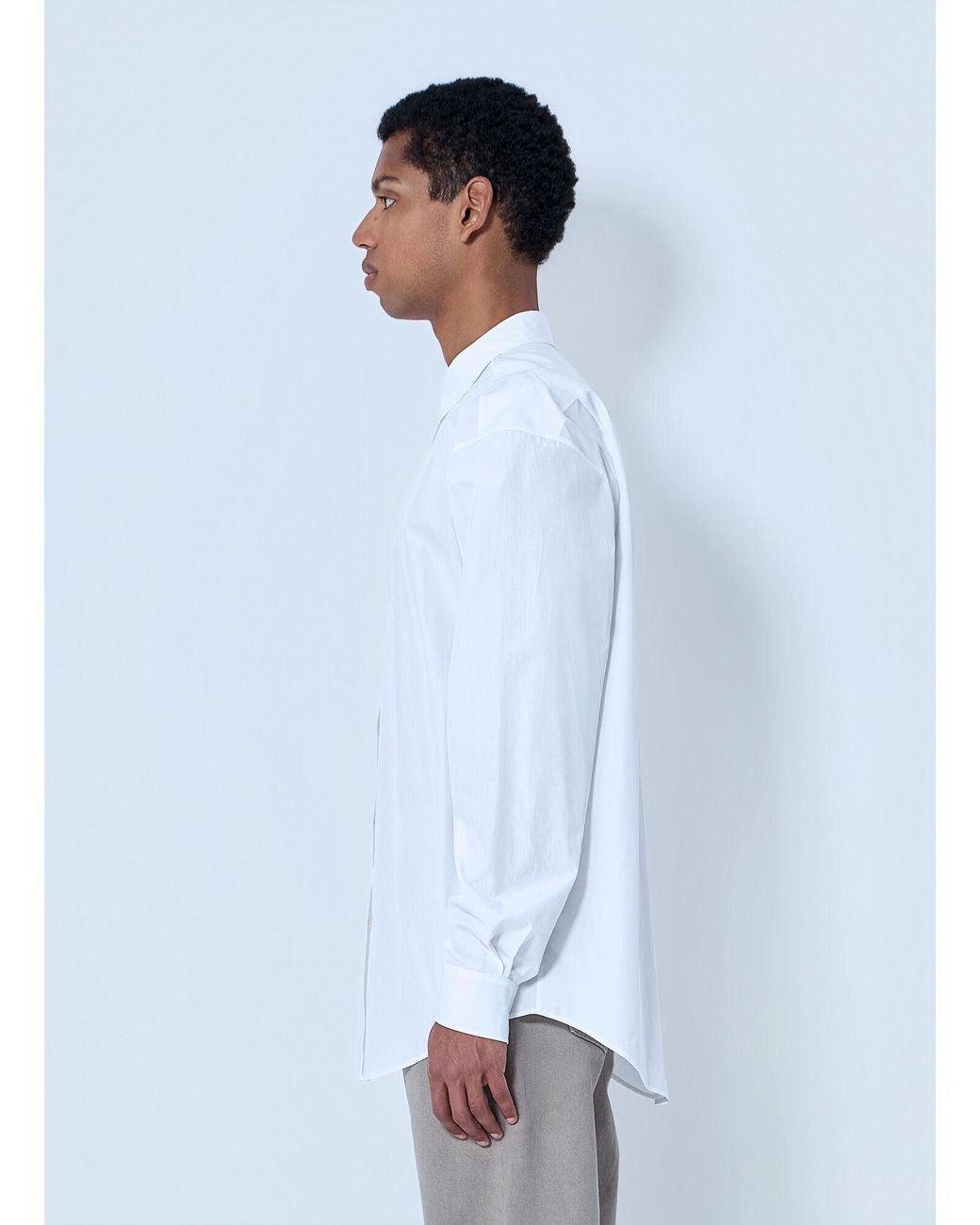 The Row White Cotton Poplin Long-Sleeve Shirt for men