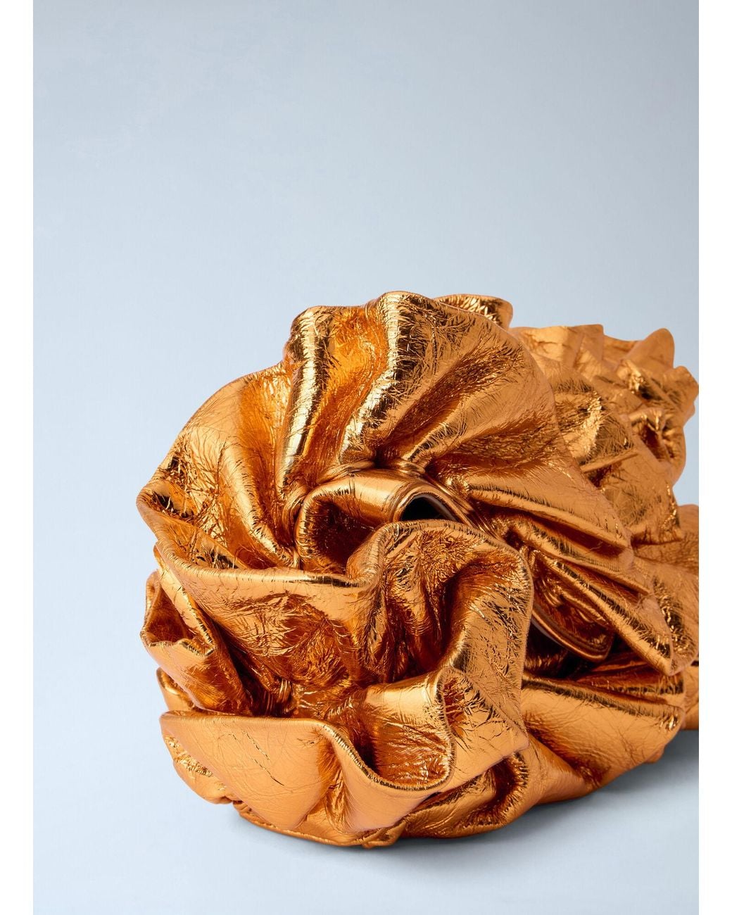 Dries Van Noten Blue Ruffled Crinkled Leather Clutch Bag
