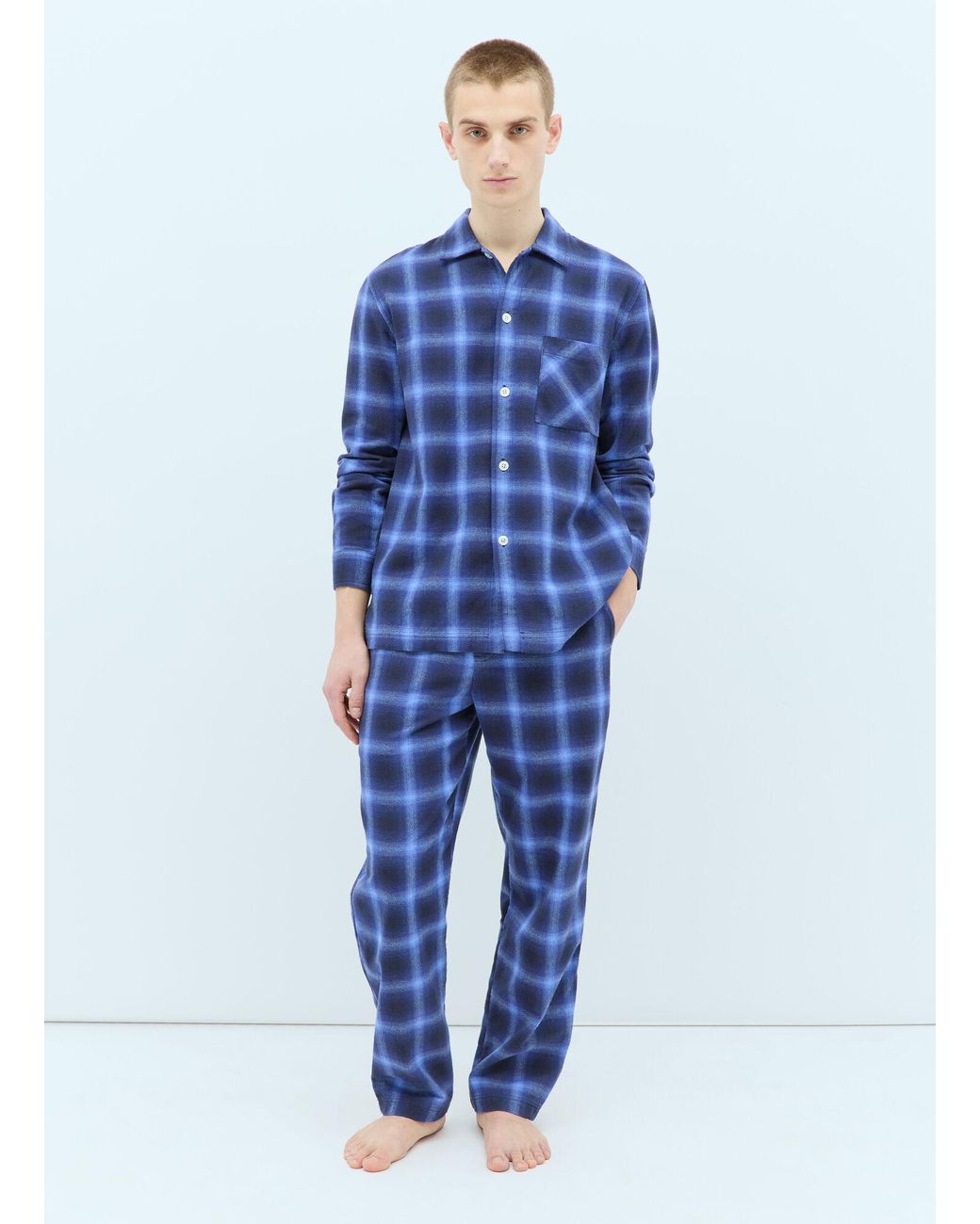 Tekla Blue Plaid Pyjama Shirt