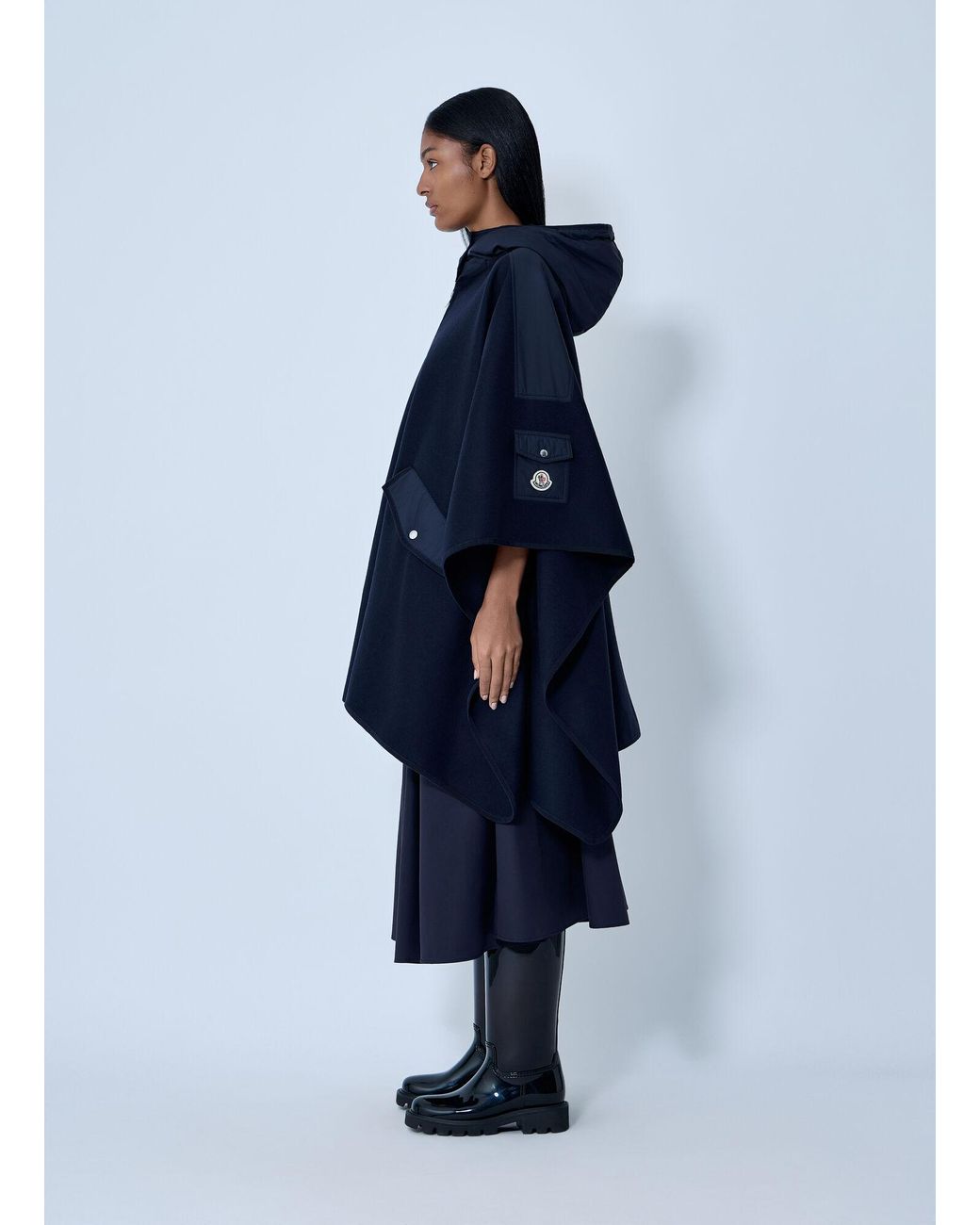 Moncler Blue Hooded Cape