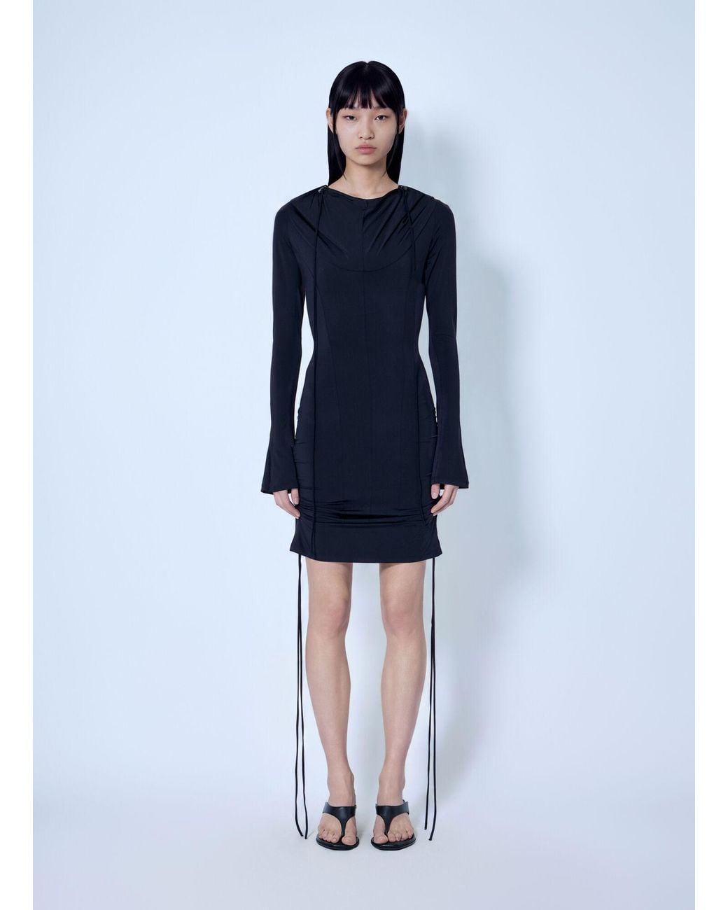 KNWLS Blue Cu Hooded Mini Dress