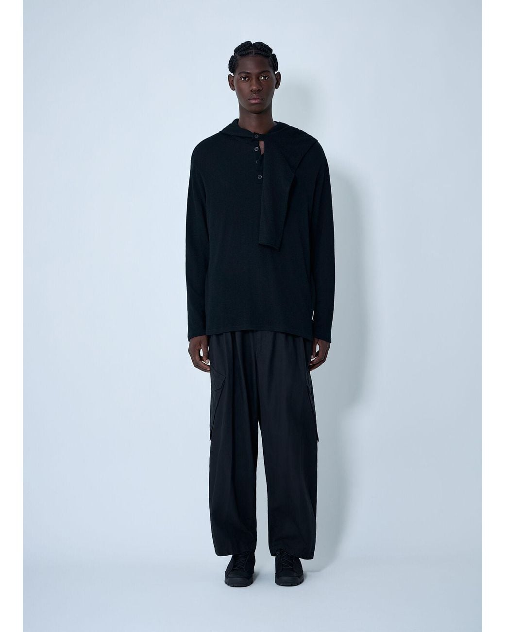 Yohji Yamamoto Blue Hooded Sweater for men
