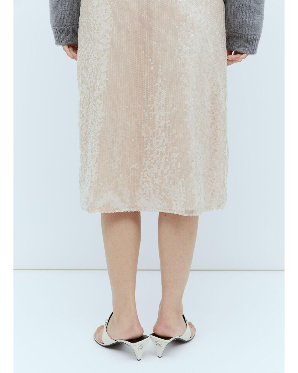 Gucci White Sequin-Embroidered Tulle Skirt
