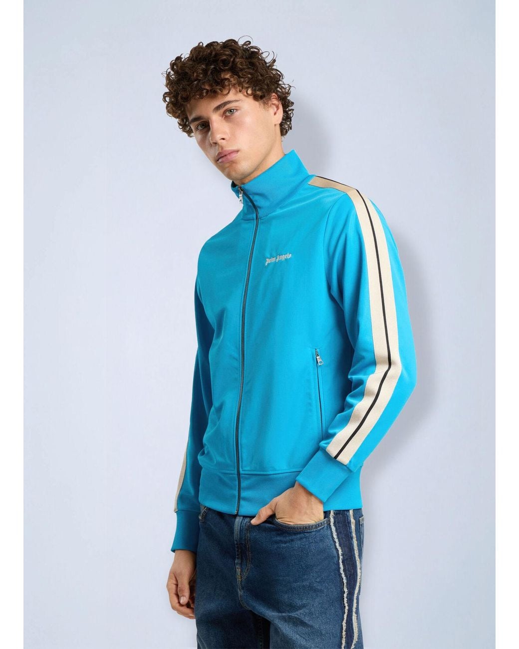 Palm Angels Blue Classic Logo Track Jacket for men