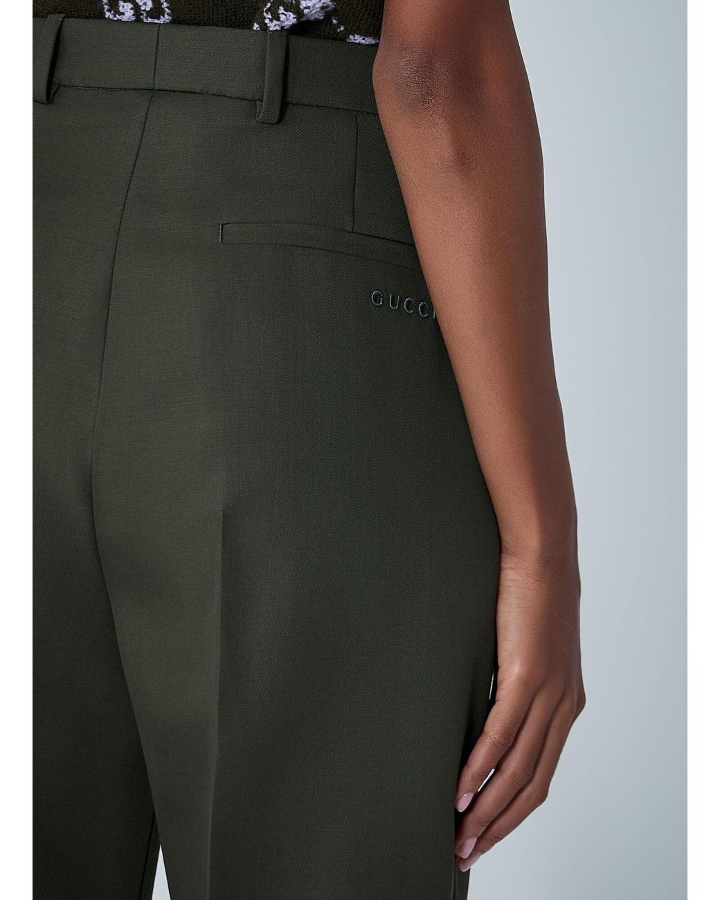 Gucci Green Tailored Wool Pants