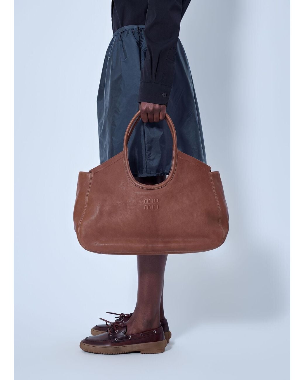 Miu Miu Brown Ivy Nappa Leather Shopping Bag