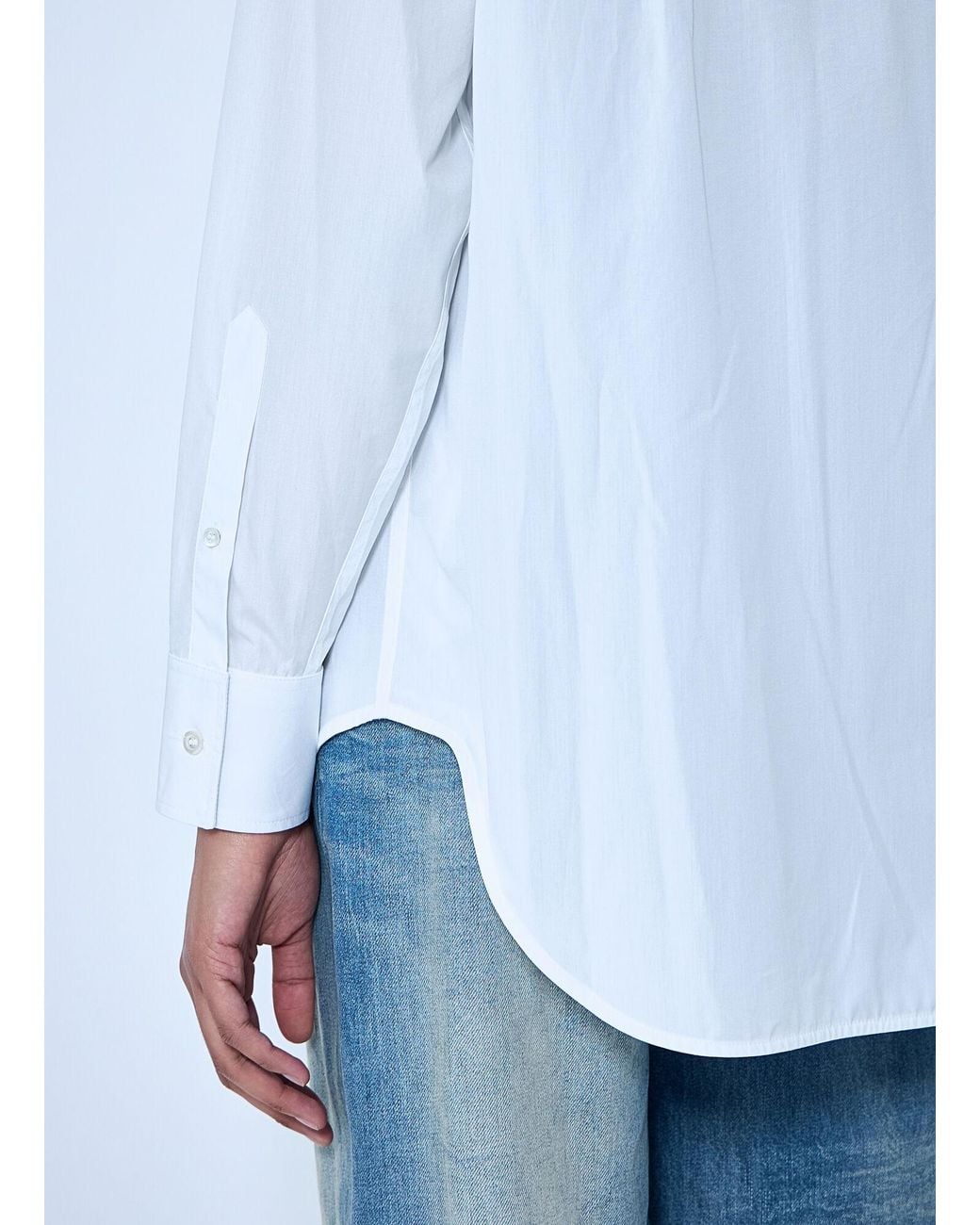 Maison Margiela White Folded V-Neck Collar Shirt