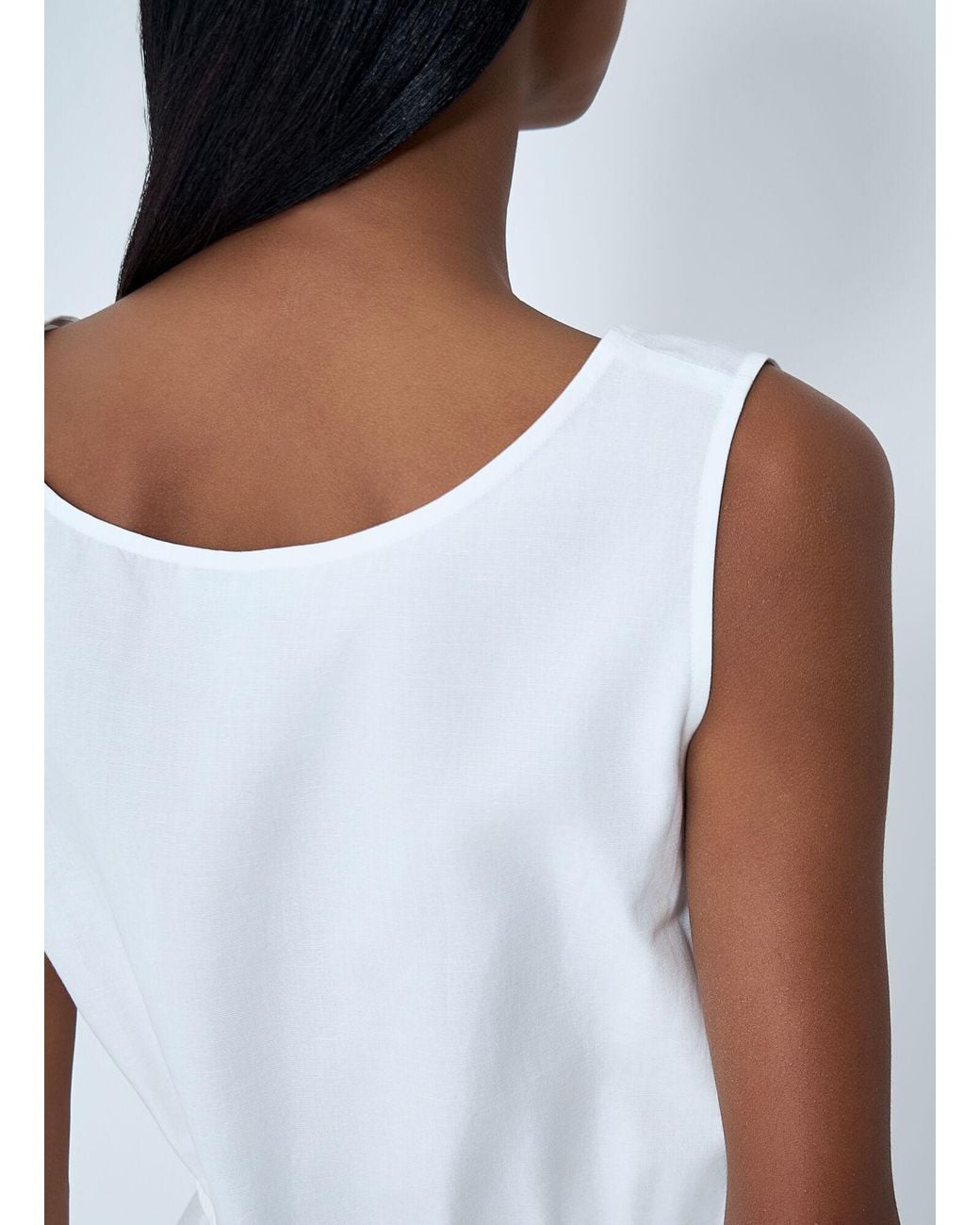 Miu Miu White Logo Motif Drawstring Top