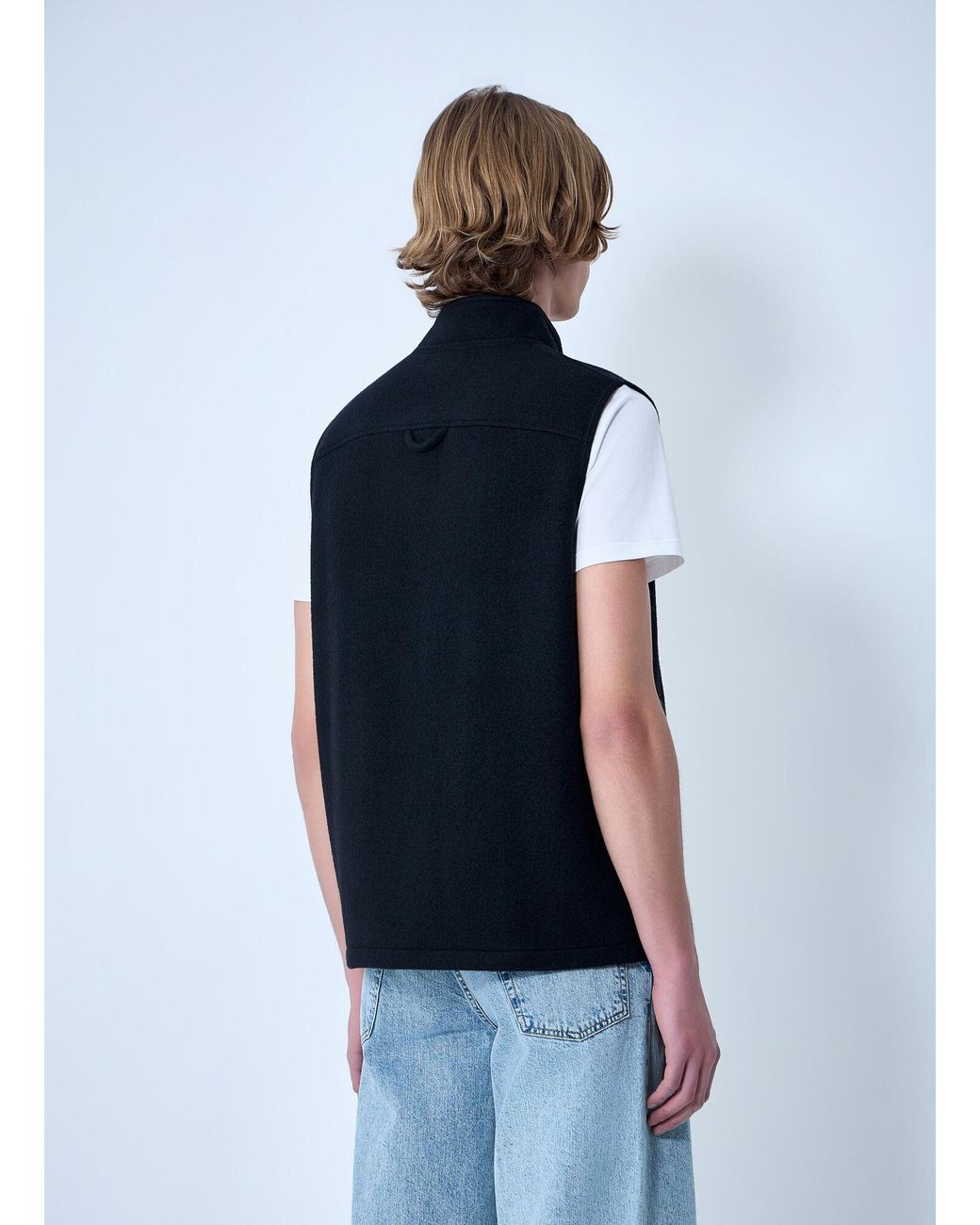Rier Blue High-Neck Zip Vest