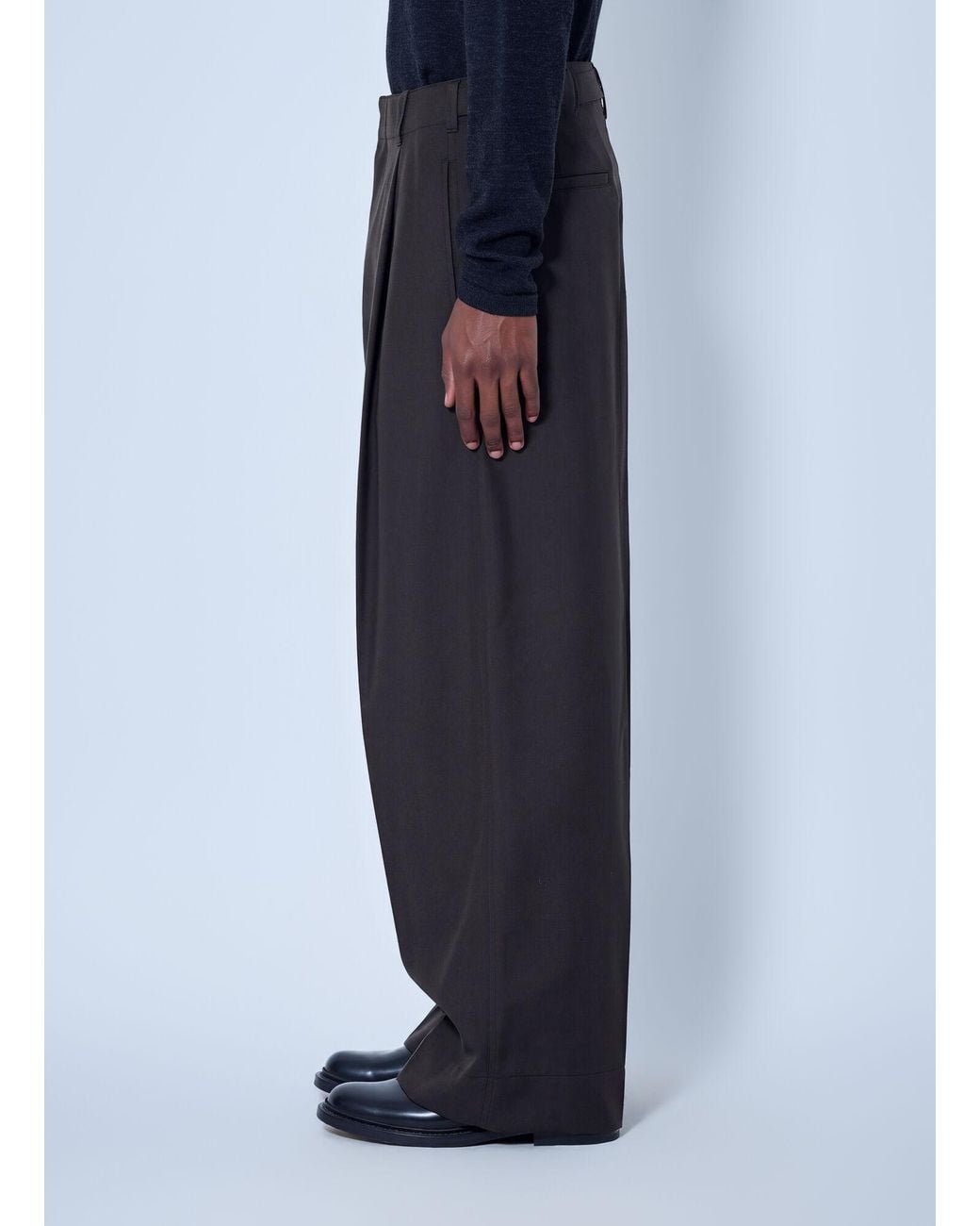 Lemaire Blue Single Pleat Tailored Pants for men