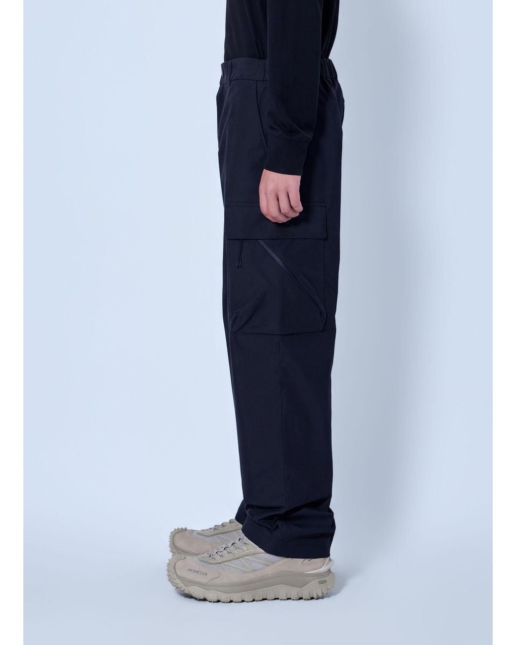 Moncler Blue Cotton Blend Trousers for men