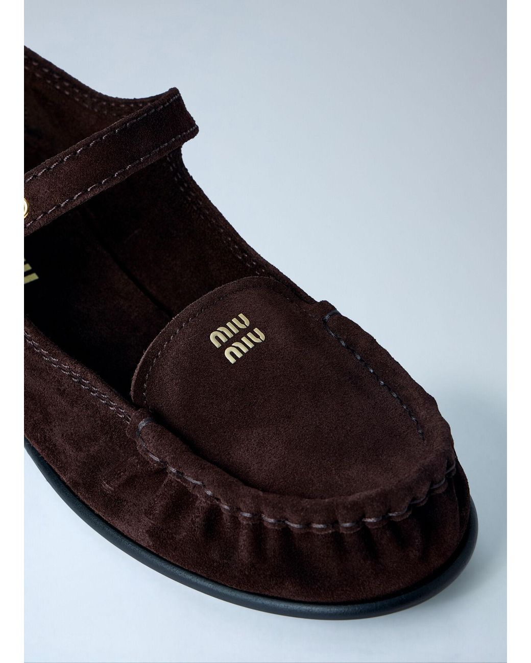 Miu Miu White Suede Mary Jane Loafers