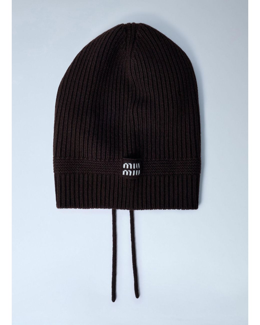 Miu Miu Black Logo Motif Beanie Hat