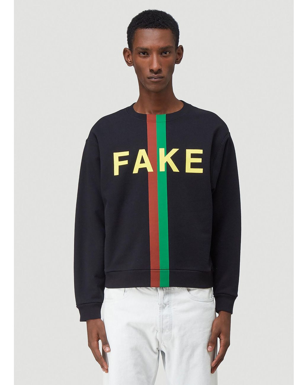 Gucci 'fake/not' Print Sweatshirt in Black for Men | Lyst UK