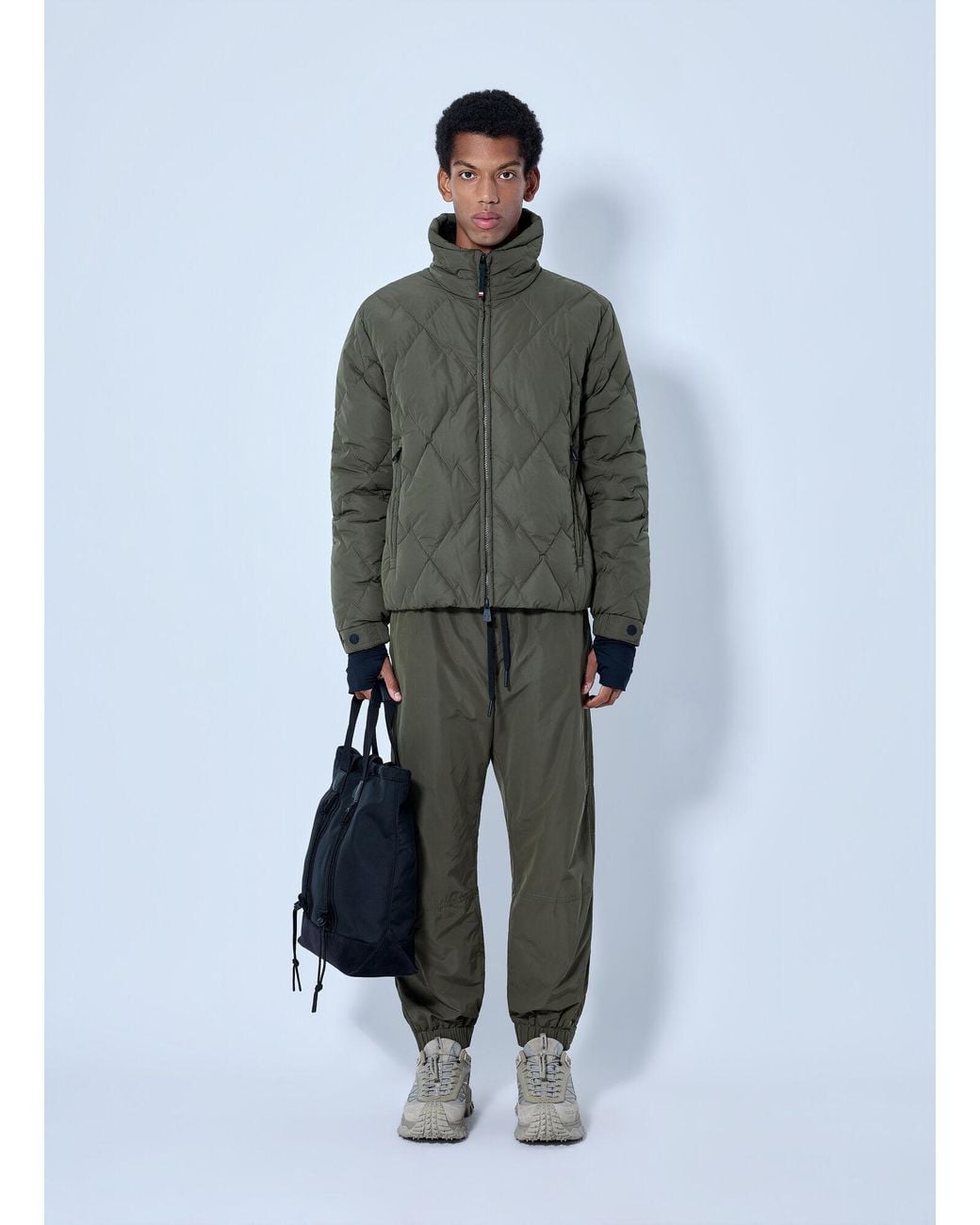 Moncler Green Bramans Diamond Quilted Short Down Jacket for men
