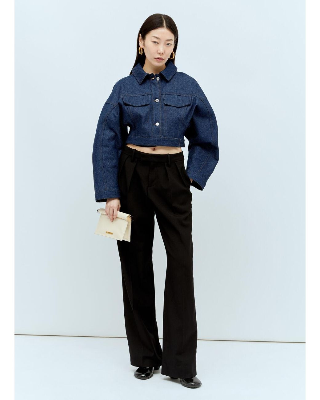 JACQUEMUS クロップド レザー ジャケット La Veste Obra Jacquemus La Veste Obra Cuir レザージャケット | ブラック