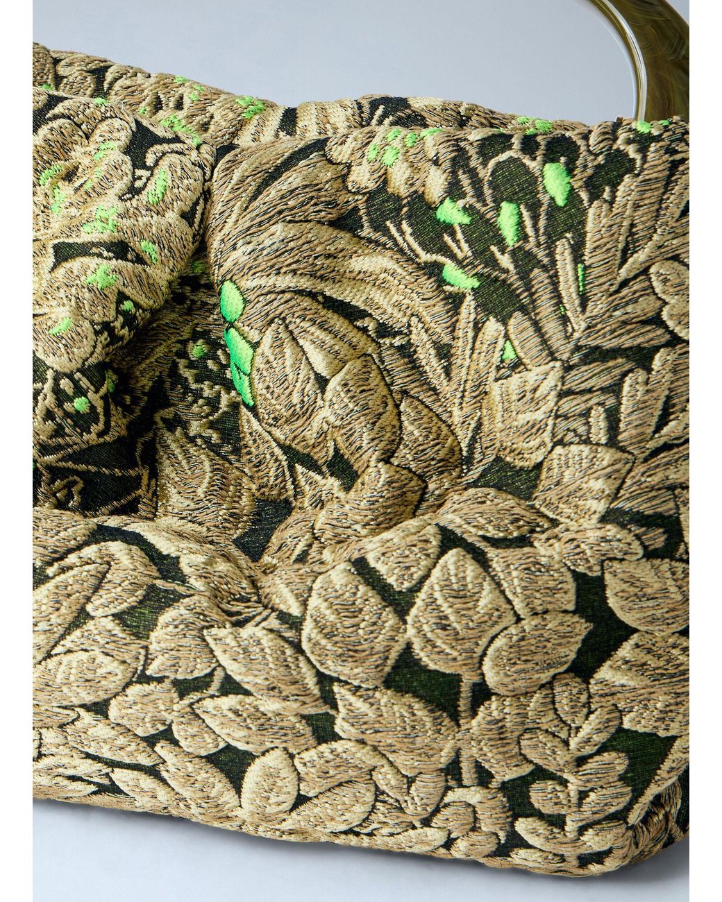 Dries Van Noten Green Small Floral Jacquard Top-Handle Bag