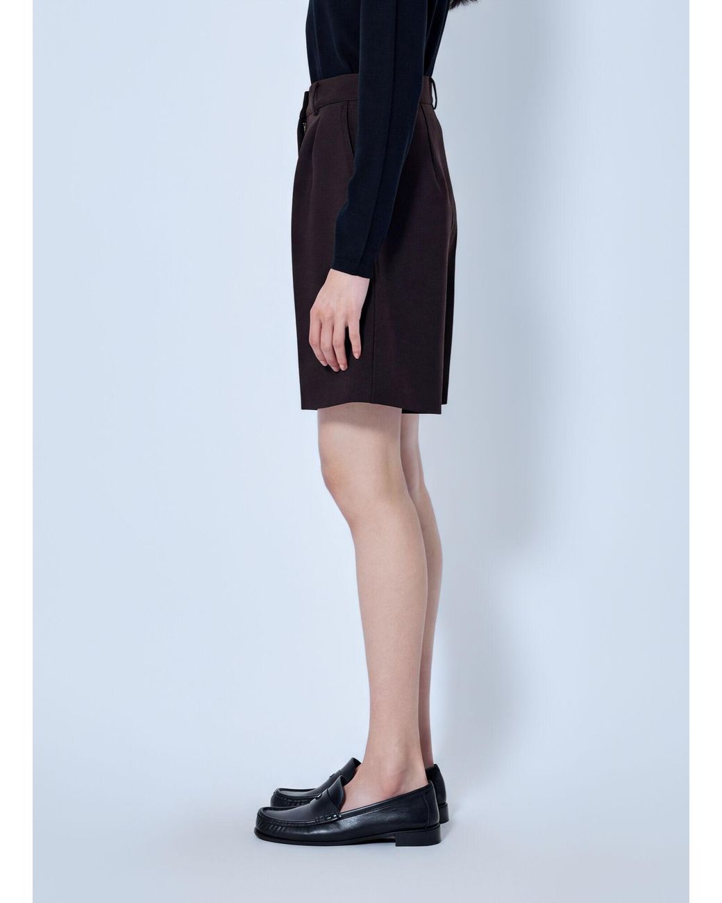 Max Mara Black Pleated Tailored Shorts
