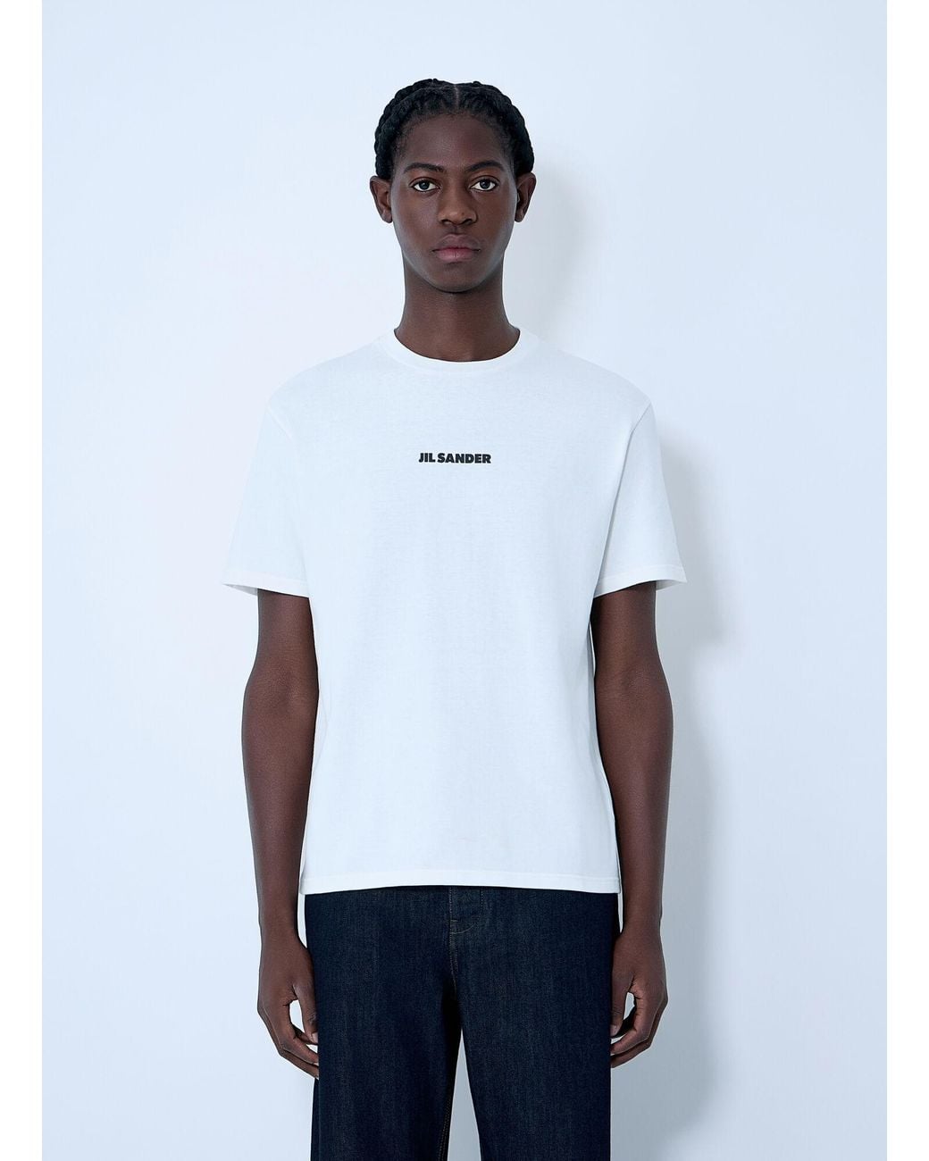 Jil Sander White Logo Print T-Shirt for men