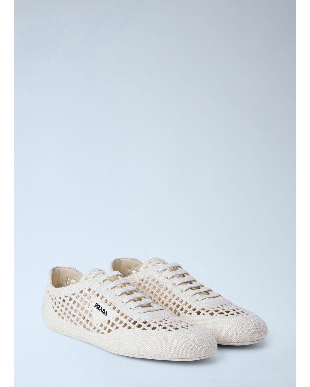 Prada White Collapse Crochet Sneakers