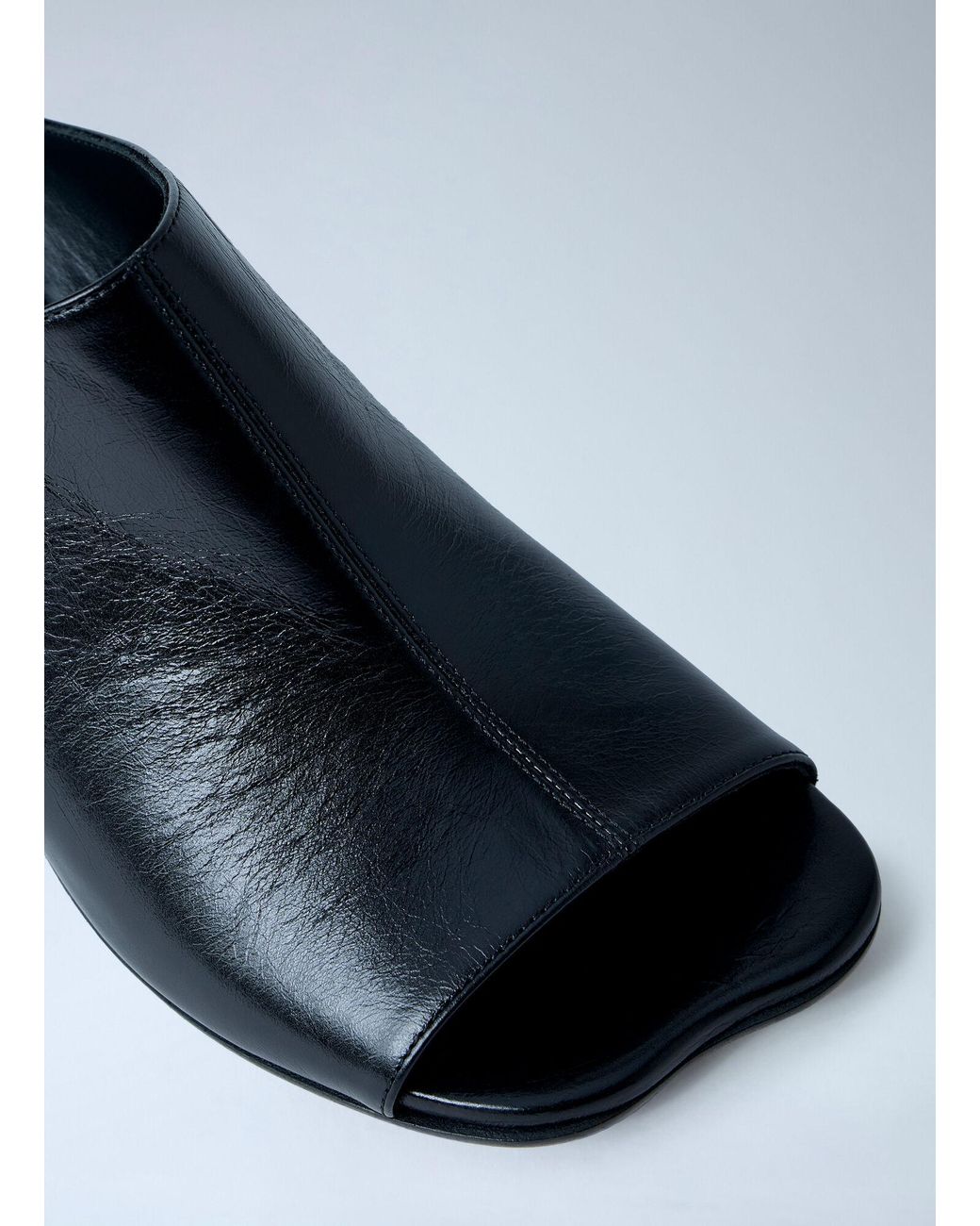 MM6 by Maison Margiela Black Leather Mule With Transparent Block Heel