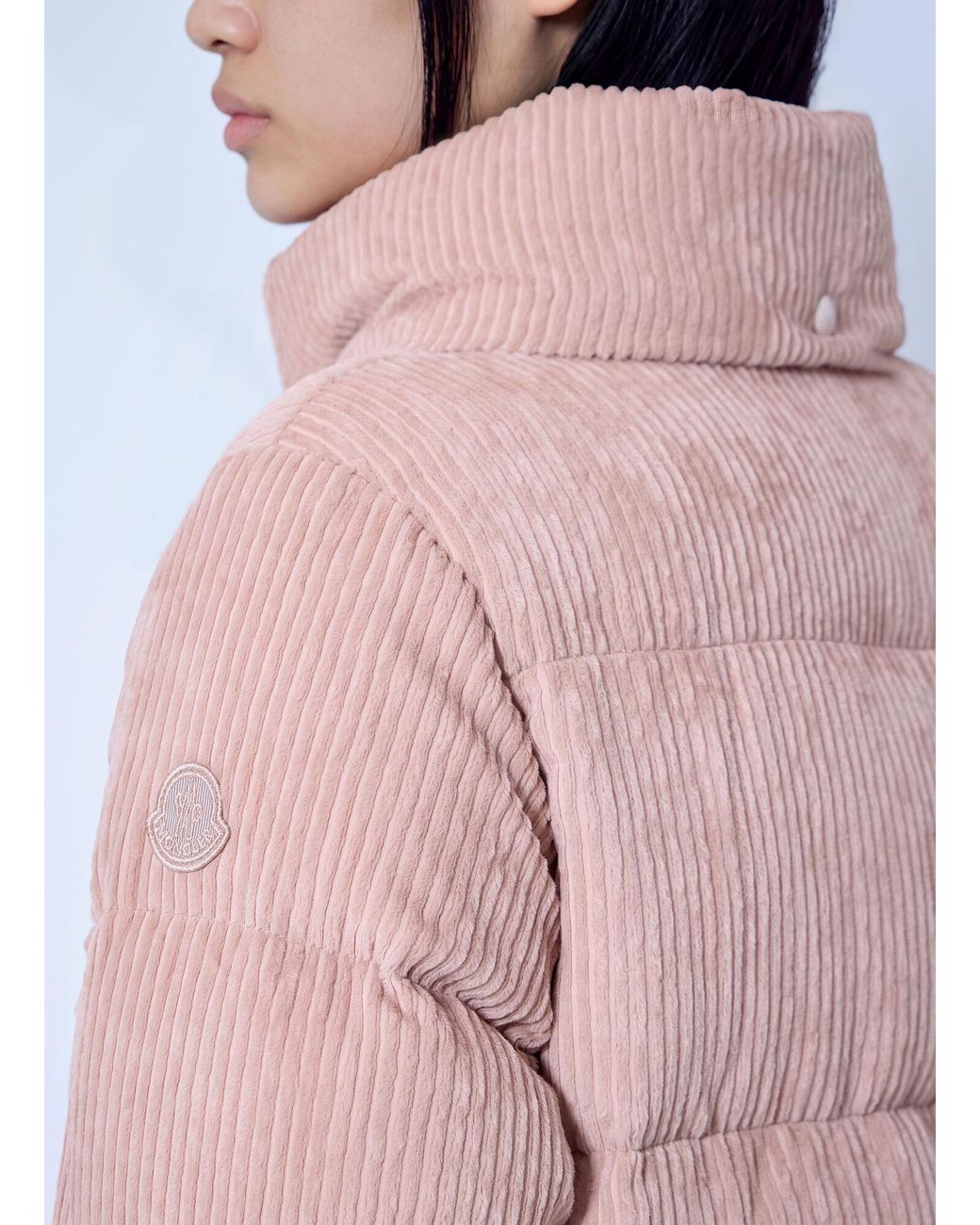 Moncler Pink Lumineux Corduroy Short Down Jacket