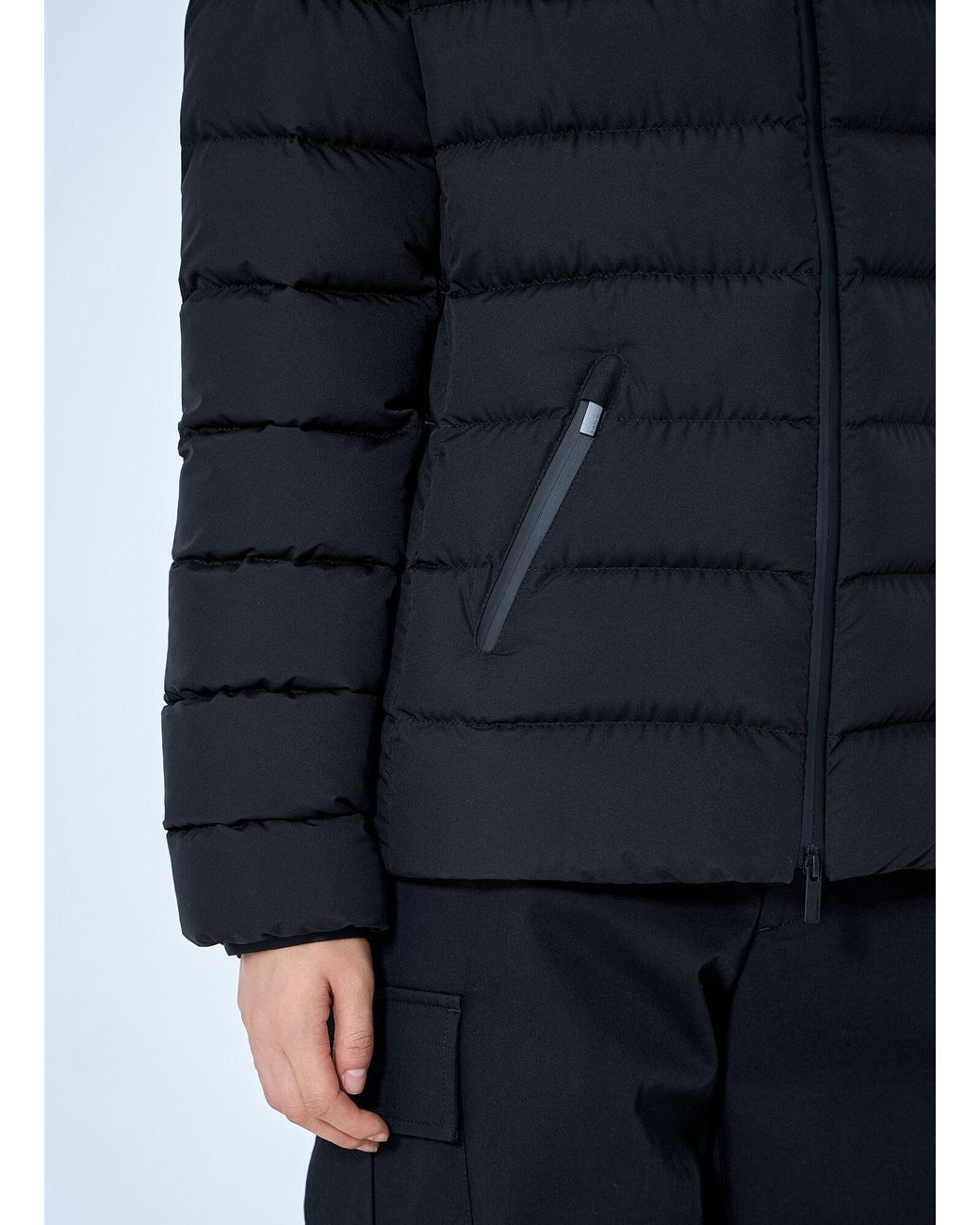 Moncler Blue Herbe Hooded Short Down Jacket