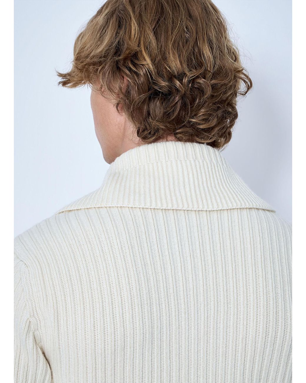 Bottega Veneta White Ribbed Knit Sweater for men