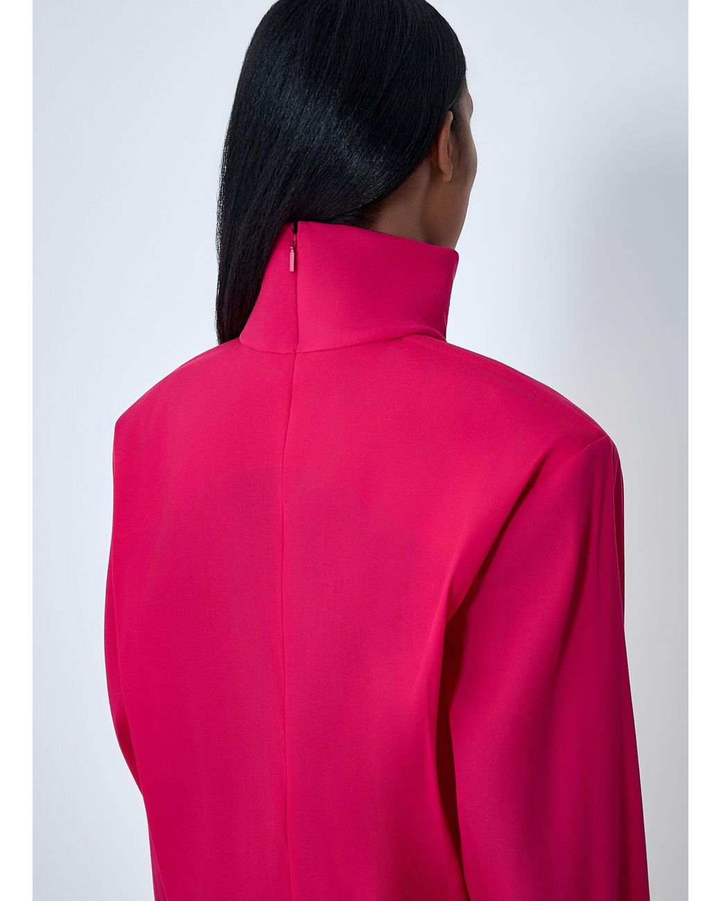 Saint Laurent Pink High Neck Long Sleeve Dress