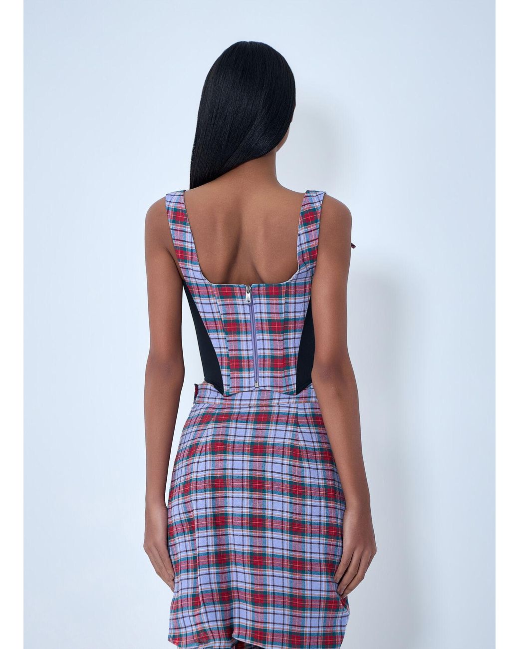 Vivienne Westwood Blue Plaid Patterned Corset Top