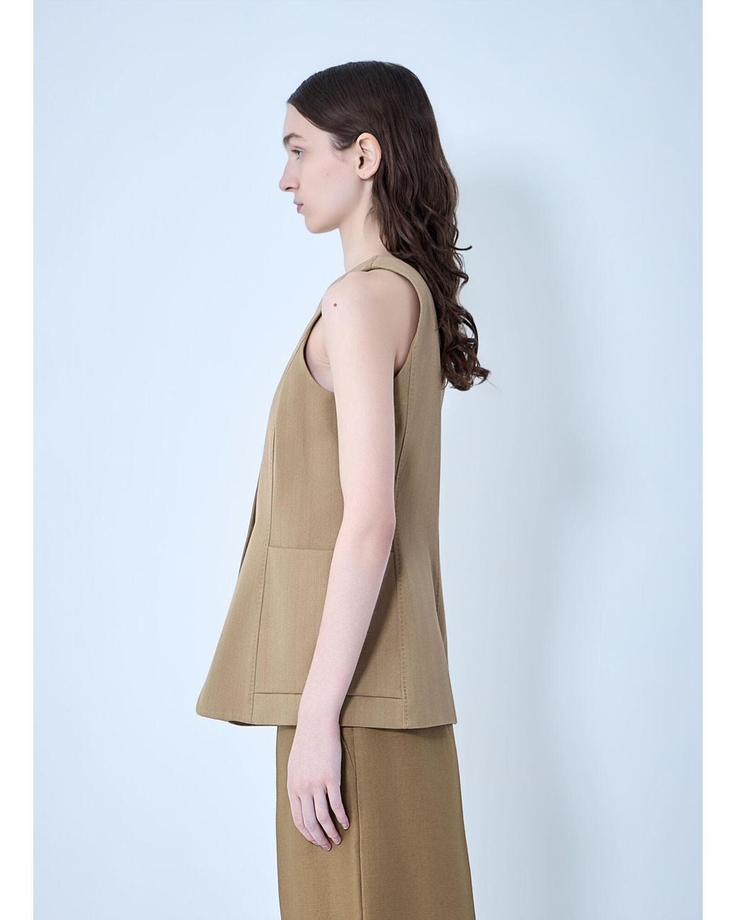 Max Mara Natural Tailored Vest With Button Fastening
