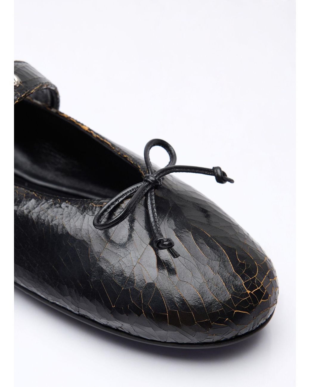 Miu Miu White Crackled Leather Ballerina Shoes