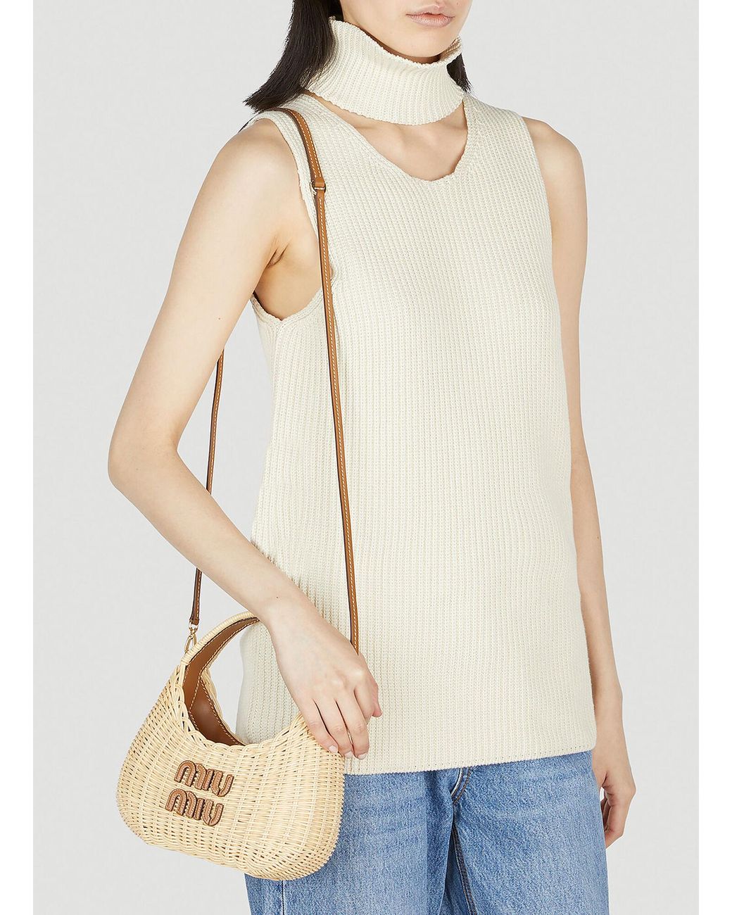 Miu Miu Wander Wicker Handbag in Natural Lyst Canada