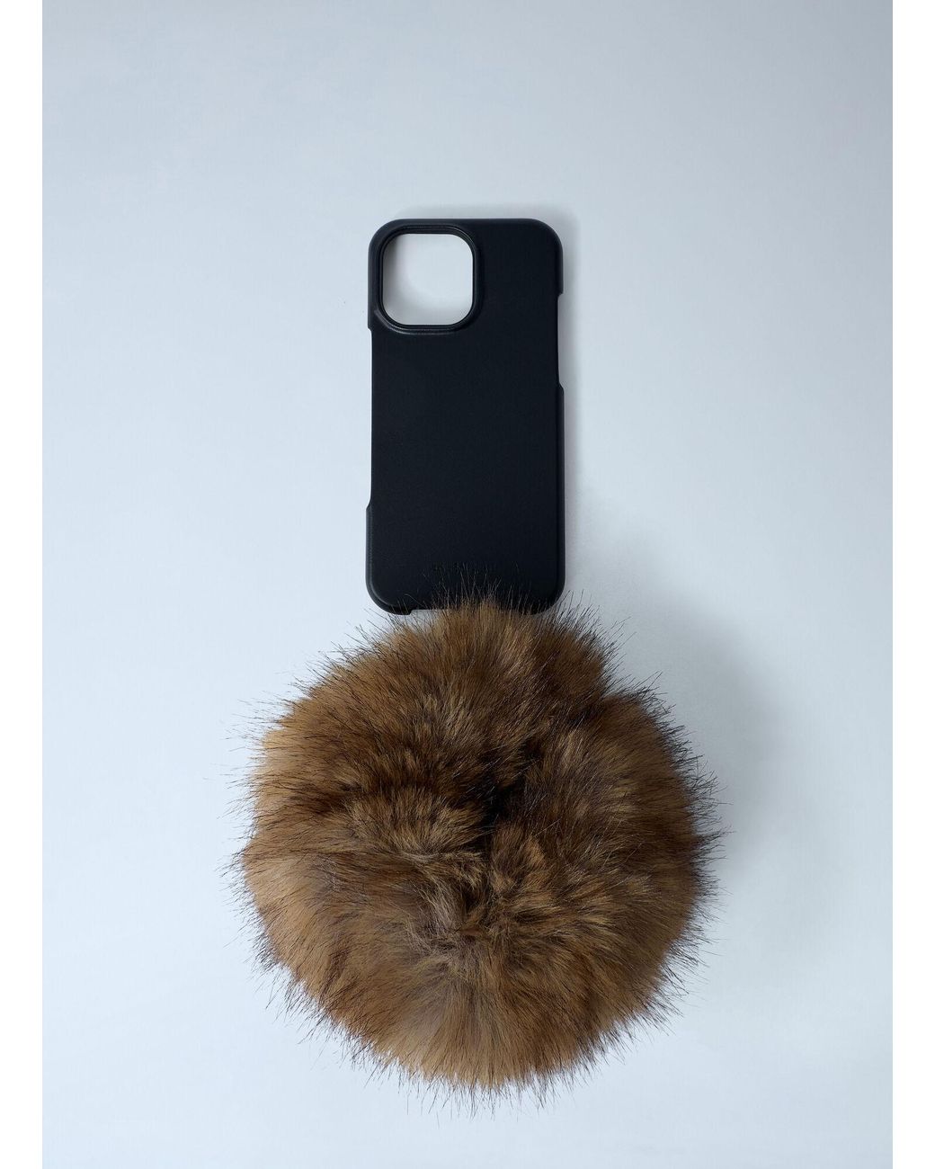 Balenciaga Natural Tech Phone Case With Faux Fur Embellishment