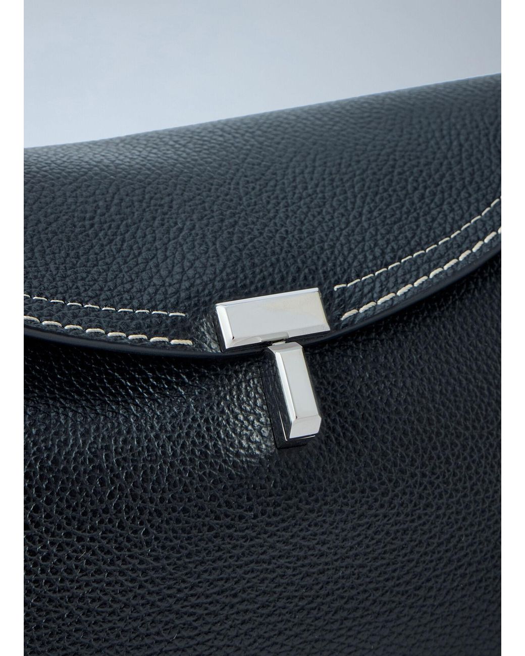 Totême Blue T-Lock Grained-Leather Shoulder Bag