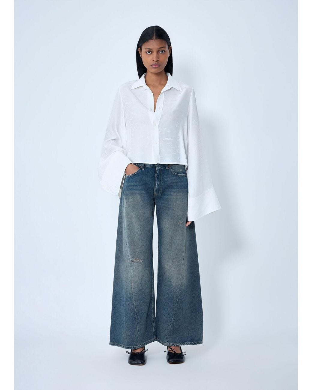 MM6 by Maison Margiela White Button-Down Shirt With Long Flared Sleeves