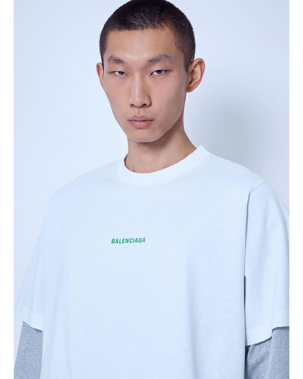Balenciaga Blue Hybrid Double T-Shirt for men