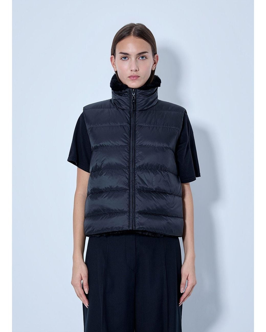 Max Mara Blue Padded Vest With High Collar