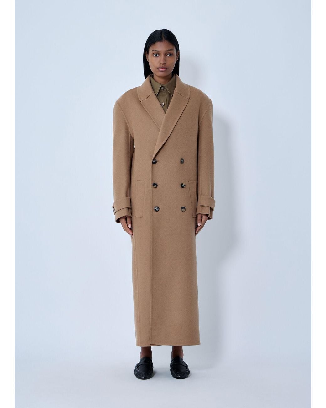Saint Laurent White Brushed Cashmere-And-Wool-Blend Coat