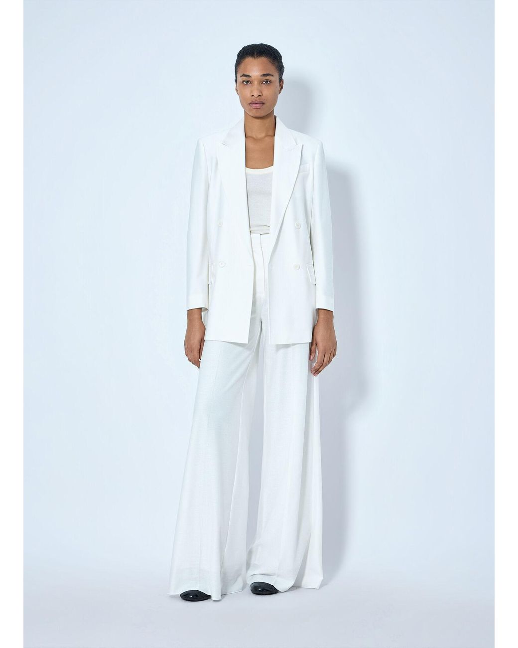 Max Mara Blue Wide-Leg Tailored Trousers