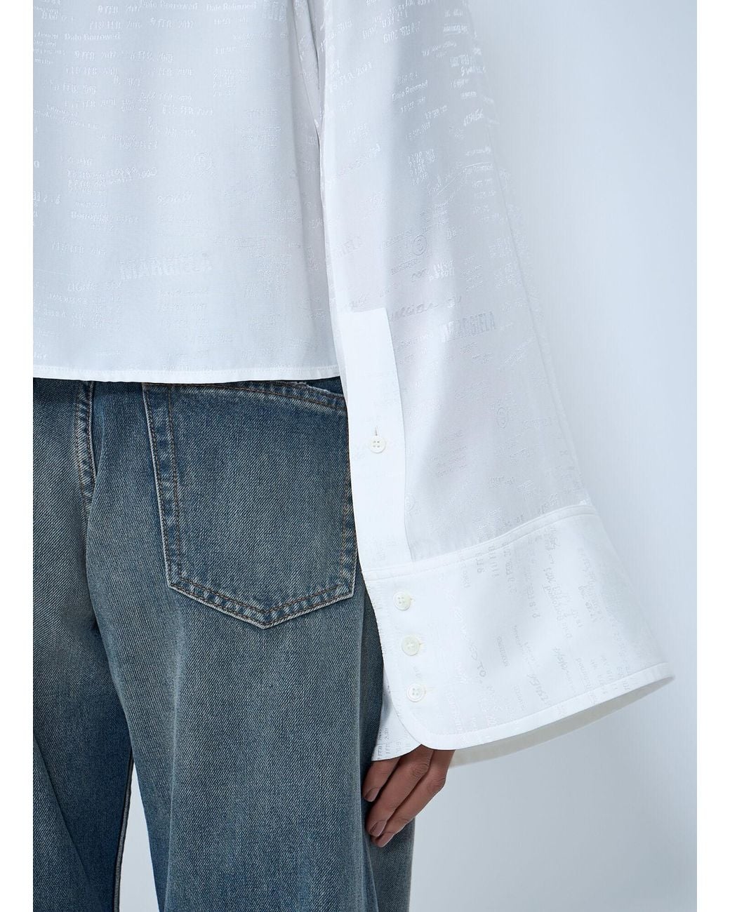 MM6 by Maison Margiela White Button-Down Shirt With Long Flared Sleeves