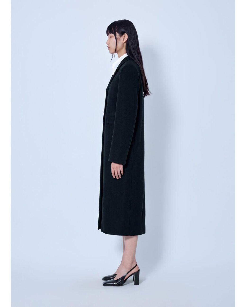 Prada Blue Single-Breasted Wool Coat