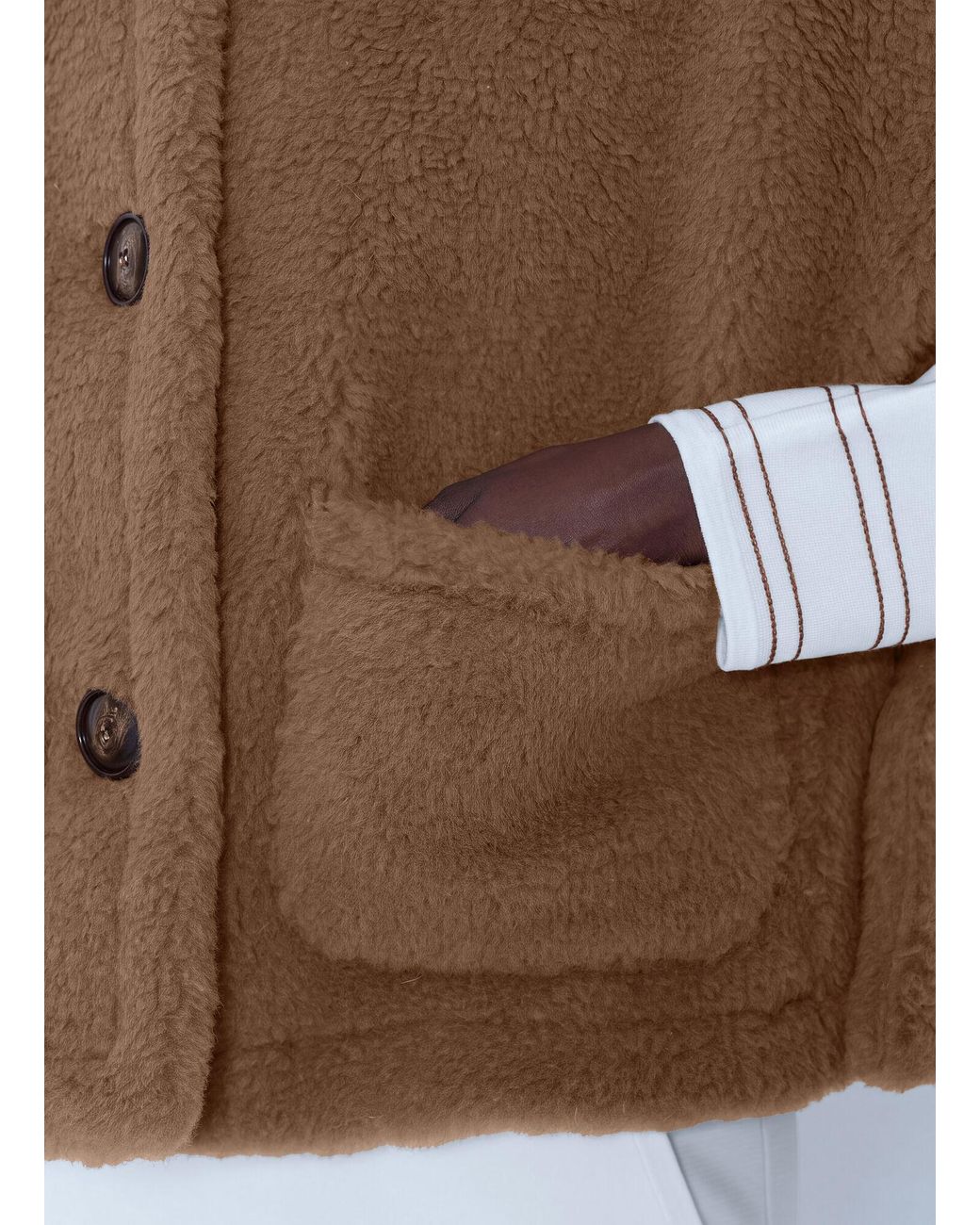 Max Mara Natural Short Shearling Coat