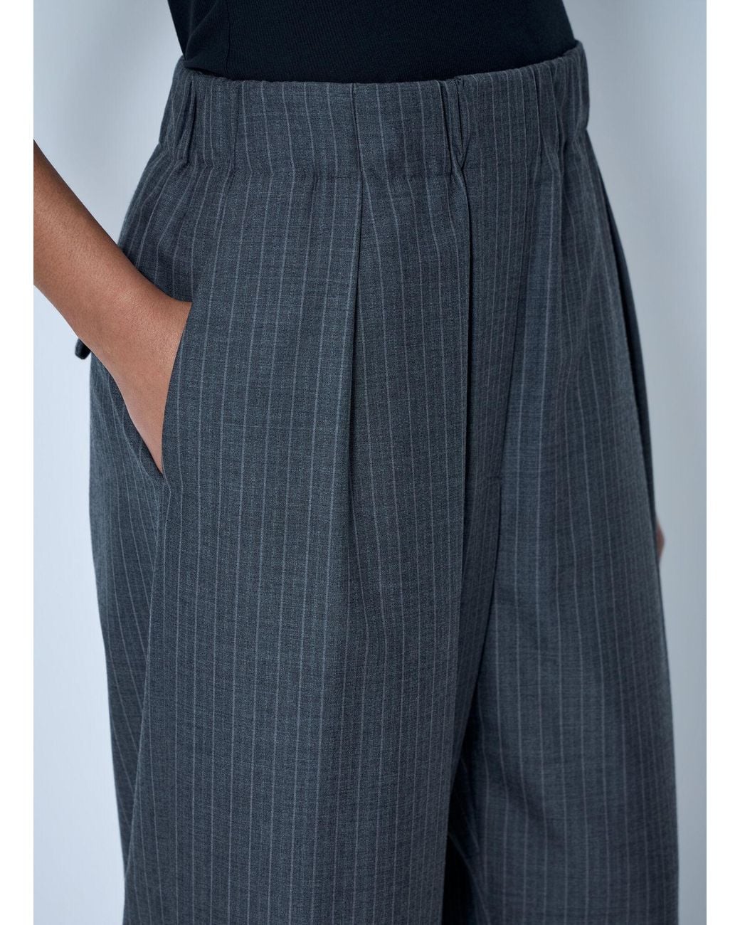 Jil Sander Blue Pinstripe Wide-Leg Trousers